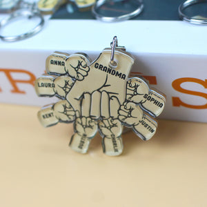 Dad and Kids Fist Bump, Personalized Keychain, Father's Day Gifts for Dads - Keychains - GoDuckee