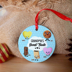Grandma Sweet Treats Personalized Ceramic Circle Ornament - Ornament - GoDuckee