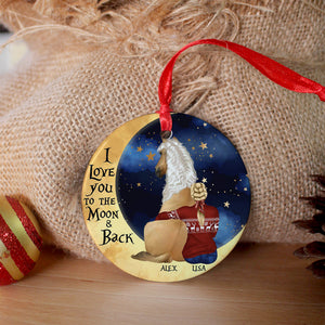 Horse I Love You To The Moon And Back, Personalized Round Ceramic Ornament - Ornament - GoDuckee