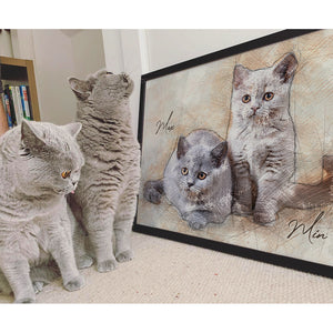 Custom Pet Photo Poster - Drawing Art - Poster & Canvas - GoDuckee