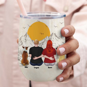 Just You And Me And The Dogs, Dog Lover Wine Tumbler - Wine Tumbler - GoDuckee