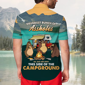 Personalized Camping Bears Hawaiian Shirt - Drunkest Bunch Of Assholes - Hawaiian Shirts - GoDuckee
