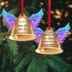 A Little Bit Of Heaven In Our Home - Personalized Memorial Ornament - Memorial Gifts for Family Members - Christmas Angel Bell - Ornament - GoDuckee