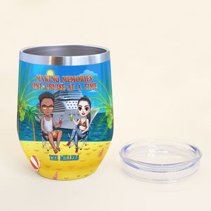 Personalized Cruising Friends Wine Tumbler - Making Memories One Cruise At A Time - Friends sitting together - Wine Tumbler - GoDuckee