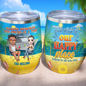 Personalized Cruising Friends Wine Tumbler - Making Memories One Cruise At A Time - Friends sitting together - Wine Tumbler - GoDuckee
