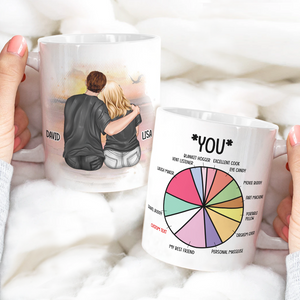 Couple Blanket Hogger Excellent Cook, Personalized Love Pie Chart White Mug - Coffee Mug - GoDuckee