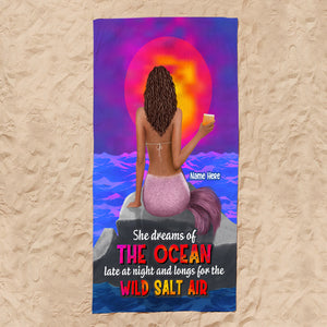 Dreams Of The Wild Sand Air - Personalized Mermaid Beach Towel - Gifts For Wife, Girlfriend, Salty Girl - Beach Towel - GoDuckee