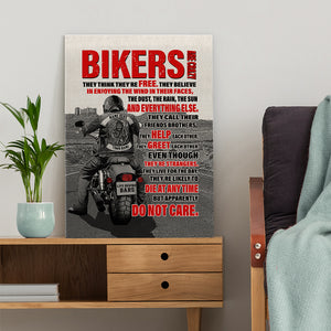 Personalized Biker Poster - Bikers Are Crazy They Think They Are Free - Black & White Art - Poster & Canvas - GoDuckee