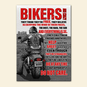 Personalized Biker Poster - Bikers Are Crazy They Think They Are Free - Black & White Art - Poster & Canvas - GoDuckee