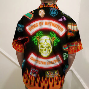 Personalized Biker Hawaiian Shirt - Sons Of Arthritis Ibuprofen Chapter - Led Pattern - Hawaiian Shirts - GoDuckee