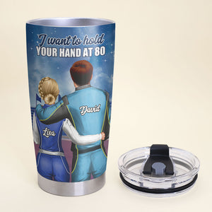 Personalized Racing Couple Tumbler, I Want To Hold Your Hand At 80, Let's Go Racing - Tumbler Cup - GoDuckee