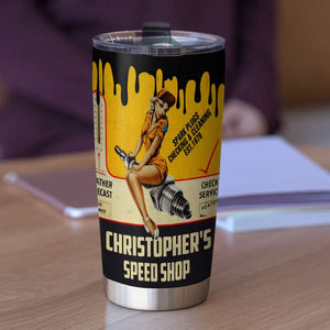 Personalized Racing Girl Tumbler - Spark Plugs Checking & Cleaning - Tumbler Cup - GoDuckee