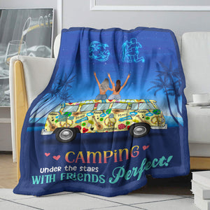 Personalized Zodiac Camping Sister Blanket - Under The Stars With Friends - Blanket - GoDuckee