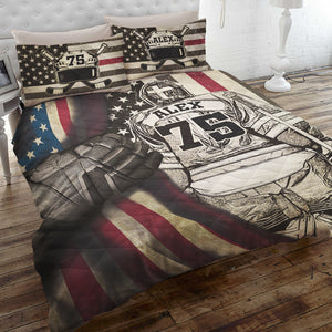 Hockey Man Back Personalized Quilt Bed Set - Quilts & Comforters - GoDuckee