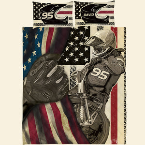 Motorcycle Speedway Personalized Quilt Bed Set - Quilts & Comforters - GoDuckee