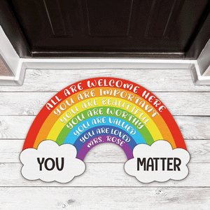 Teacher All Are Welcome Here You Are Important You Are Beautiful Personalized Custom Shaped Doormat Gift For Teachers - Doormat - GoDuckee