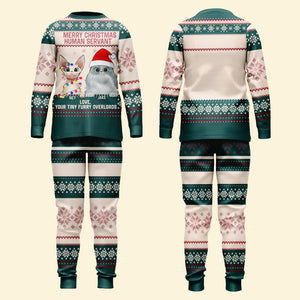 Merry Christmas Human Servant, Personalized Cat Pajamas, Christmas Gifts For Cat Lovers - AOP Products - GoDuckee