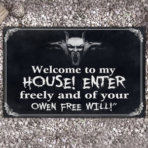 Custom Dracula's Name Doormat - Welcome to my house! Enter freely and of your own free will - Doormat - GoDuckee