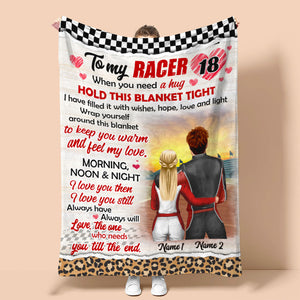 Personalized Racing Couple Blanket - The One Who Needs You Till The End - Checkered & Leopard Pattern - Blanket - GoDuckee