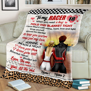 Personalized Racing Couple Blanket - The One Who Needs You Till The End - Checkered & Leopard Pattern - Blanket - GoDuckee