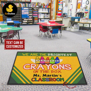 Crayons Classroom Doormat - Custom Teacher's Name - We Are The Brightest Crayons In The Box - Doormat - GoDuckee