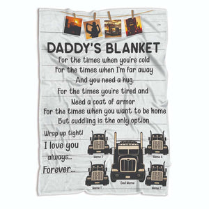 Personalized Trucker Dad Fleece Blanket - Trucker Daddy's Blanket - Custom Trucks - Blanket - GoDuckee