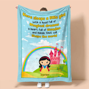 Personalized Cartoon Fleece Blanket - Prince & Princess - Magic Dream Shape The World - Blanket - GoDuckee