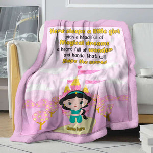 Personalized Cartoon Fleece Blanket - Prince & Princess - Magic Dream Shape The World - Blanket - GoDuckee