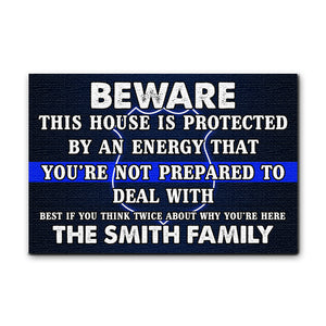 Custom Police's Name - Beware Doormat - You're not prepared to deal with - Doormat - GoDuckee