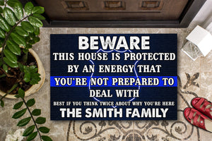 Custom Police's Name - Beware Doormat - You're not prepared to deal with - Doormat - GoDuckee