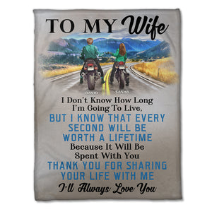 Personalized Biker Couple Fleece Blanket - To My Wife I'll always love you - Blanket - GoDuckee