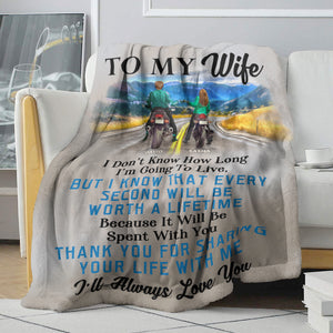 Personalized Biker Couple Fleece Blanket - To My Wife I'll always love you - Blanket - GoDuckee