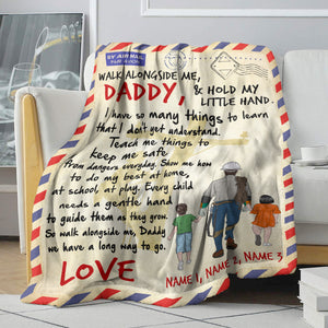 Personalized Lineman Father & Daughter, Son Blanket - Walk Alongside Me, Daddy - Stamps Postage - Blanket - GoDuckee