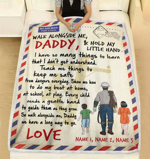 Personalized Lineman Father & Daughter, Son Blanket - Walk Alongside Me, Daddy - Stamps Postage - Blanket - GoDuckee