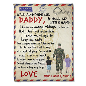 Personalized Military Father & Daughter, Son Blanket - Walk Alongside Me, Daddy - Stamps Postage - Blanket - GoDuckee