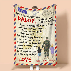 Personalized Military Father & Daughter, Son Blanket - Walk Alongside Me, Daddy - Stamps Postage - Blanket - GoDuckee