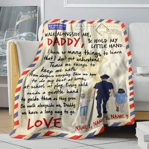 Personalized Police Father & Daughter, Son Blanket - Walk Alongside Me, Daddy - Stamps Postage - Blanket - GoDuckee