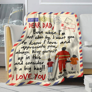 Personalized Firefighter Father & Daughter, Son Blanket - Even When I Am Not Close By - Stamps Postage - Blanket - GoDuckee