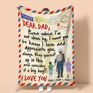 Personalized Lineman Father & Daughter, Son Blanket - Even When I Am Not Close By - Stamps Postage - Blanket - GoDuckee