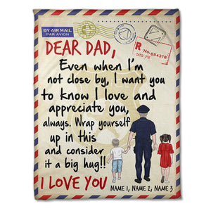 Personalized Lineman Father & Daughter, Son Blanket - Dear Dad, I love You - Stamps Postage - Blanket - GoDuckee