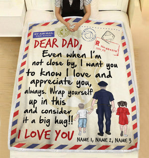 Personalized Lineman Father & Daughter, Son Blanket - Dear Dad, I love You - Stamps Postage - Blanket - GoDuckee