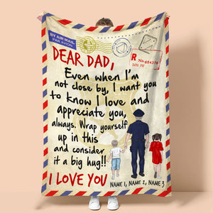 Personalized Lineman Father & Daughter, Son Blanket - Dear Dad, I love You - Stamps Postage - Blanket - GoDuckee