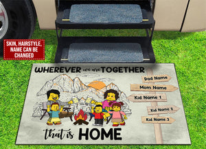Personalized Camping Lego Family Doormat - Wherever We Are Together - Doormat - GoDuckee