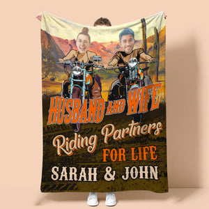 Custom Biker Couple Photo Blanket - Husband & Wife Riding Partners For Life - Marriage Chapter - Blanket - GoDuckee