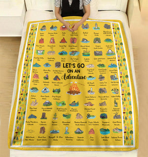 National Parks Blanket For Camping & Hiking - Let's Go On An Adventure - Blanket - GoDuckee