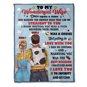 Personalized Cowboy Woody Couple Blanket - To My Wonderful Wife I Love You To Infinity and Beyond - Blanket - GoDuckee