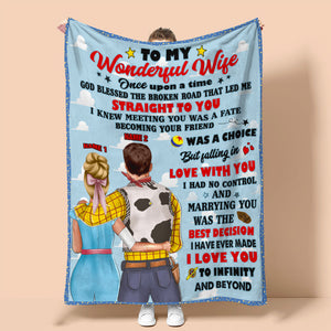 Personalized Cowboy Woody Couple Blanket - To My Wonderful Wife I Love You To Infinity and Beyond - Blanket - GoDuckee