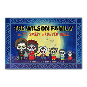 Personalized Family Sugar Doormat - Home Sweet Haunted Home - Doormat - GoDuckee