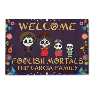 Personalized Family Sugar Welcome Mat - Foolish Mortals - Doormat - GoDuckee