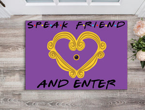 Purple Friends Welcome Mat - Speak Friend & Enter - Peephole Frame - Doormat - GoDuckee